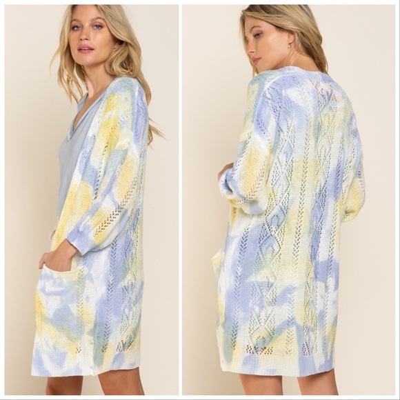 POL Splash of Color Hand Dyed Kimono Cardigan - Picture 9 of 12